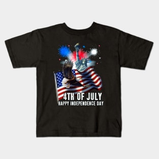 Eagle American Flag Happy Independence Day 4th Of July Kids T-Shirt